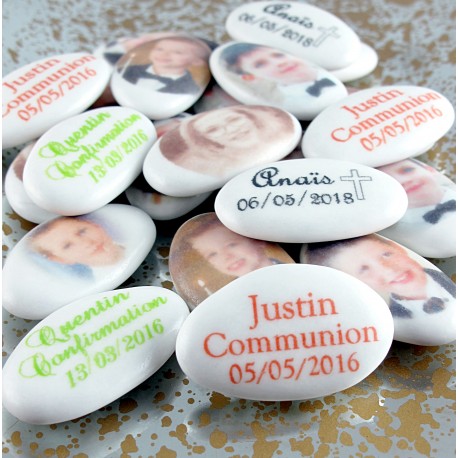 Dragées Personnalisées Chocolat  Communion - Photo Texte